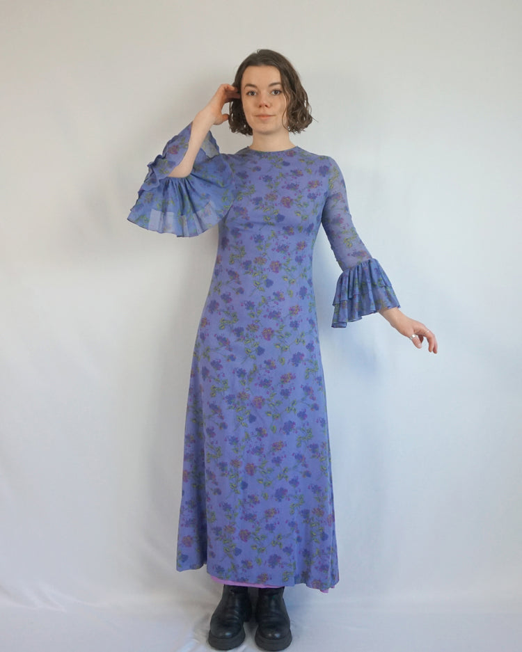 Lilac Trumpet Sleeve Dress - S