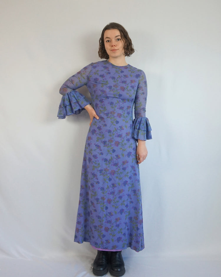 Lilac Trumpet Sleeve Dress - S