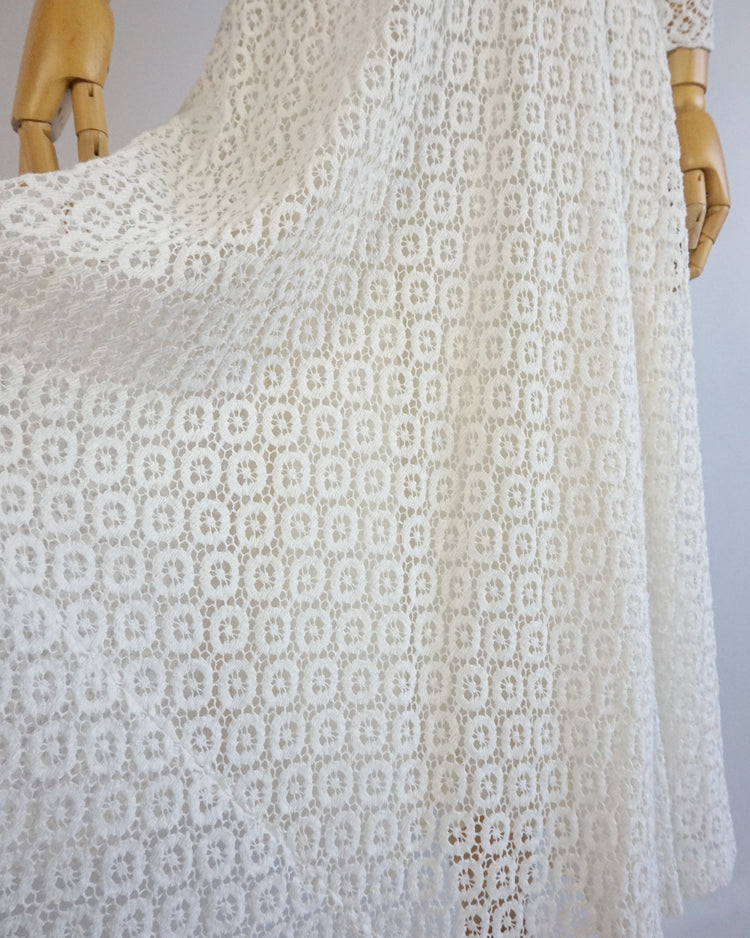 50s White Crochet Dress - XS