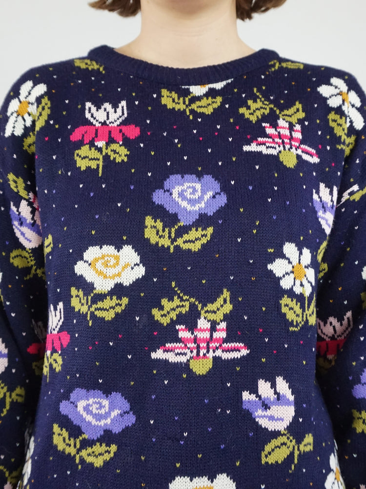 Blue Daisy Tulip Jumper - L