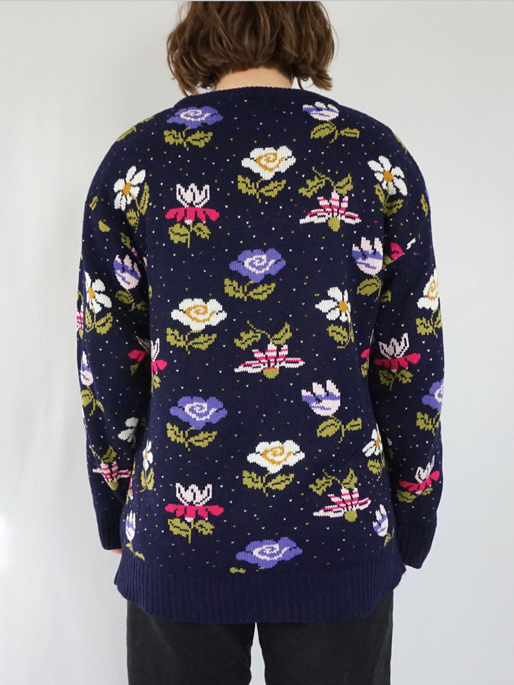 Blue Daisy Tulip Jumper - L