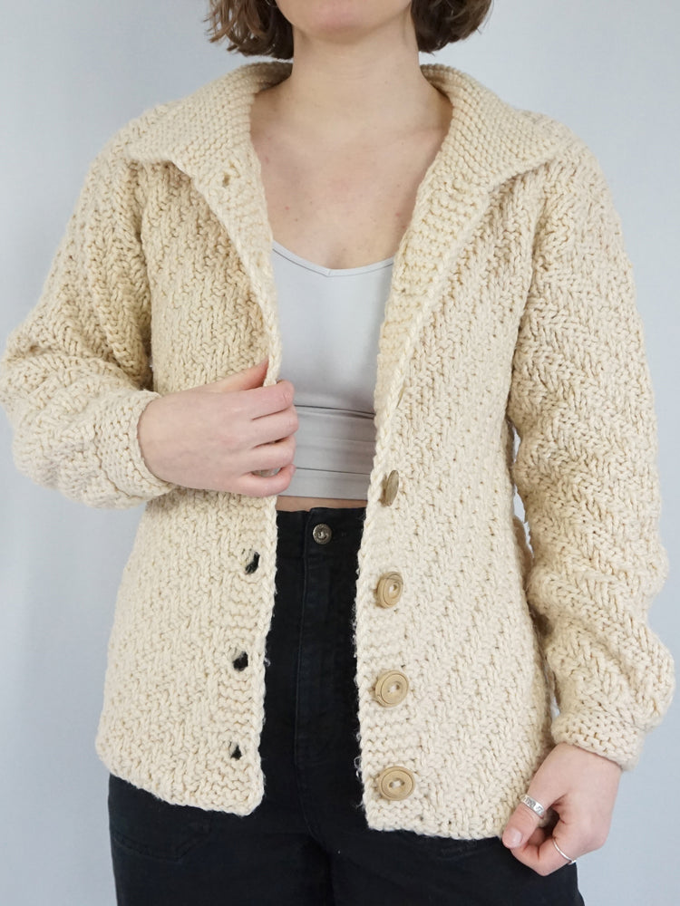 Belted Chunky Wool Cardigan - S