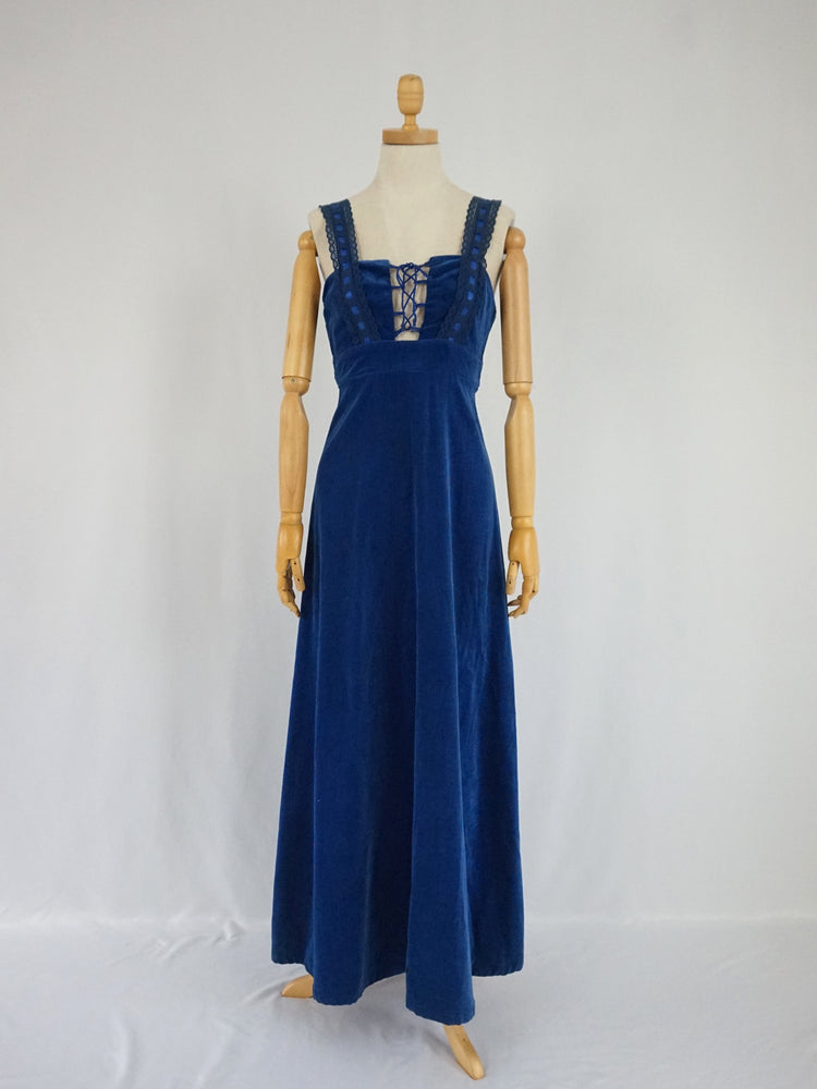 Earlybird Blue Velvet Dress - XS