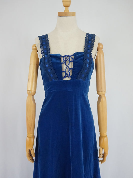 Earlybird Blue Velvet Dress - XS