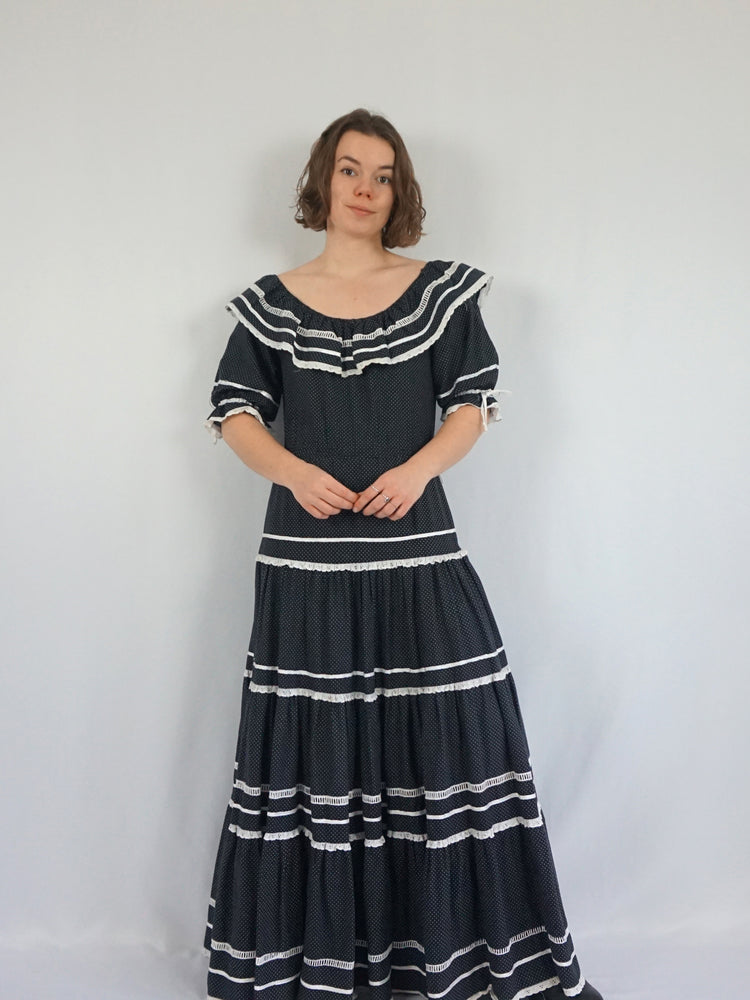 Heavy Cotton Tiered Polka Dot Dress - M/L