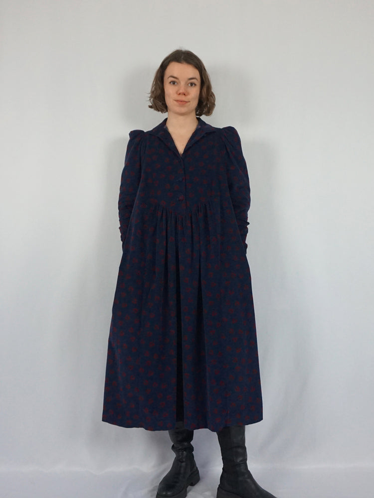 Laura Ashley Puff Sleeve Corduroy Dress - M