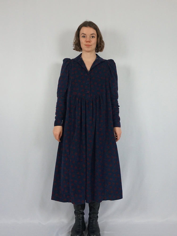 Laura Ashley Puff Sleeve Corduroy Dress - M