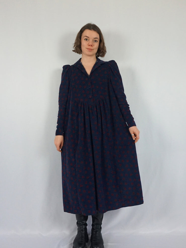 Laura Ashley Puff Sleeve Corduroy Dress - M