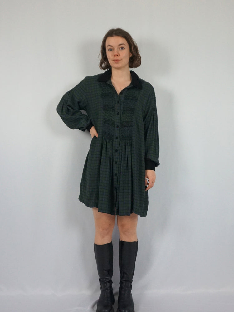 Monsoon Smocked Tartan Dress - L