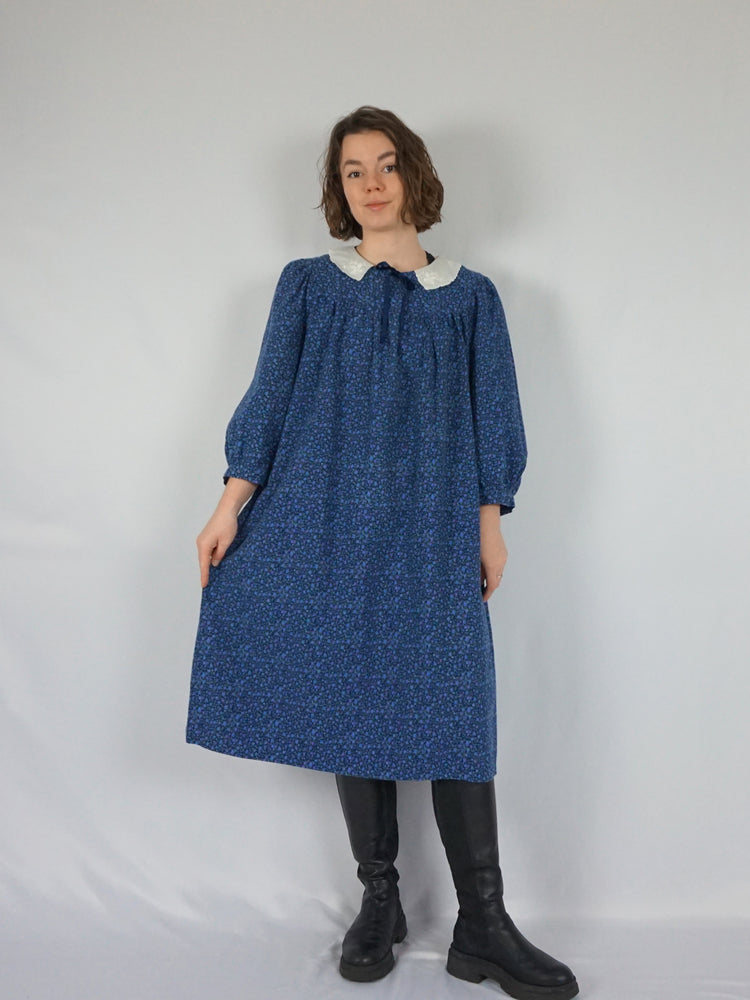 Blue Floral Smock Dress - XL