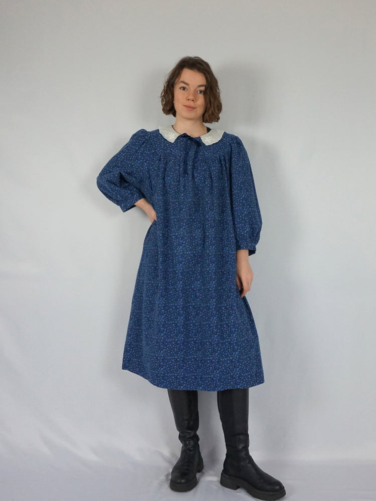 Blue Floral Smock Dress - XL