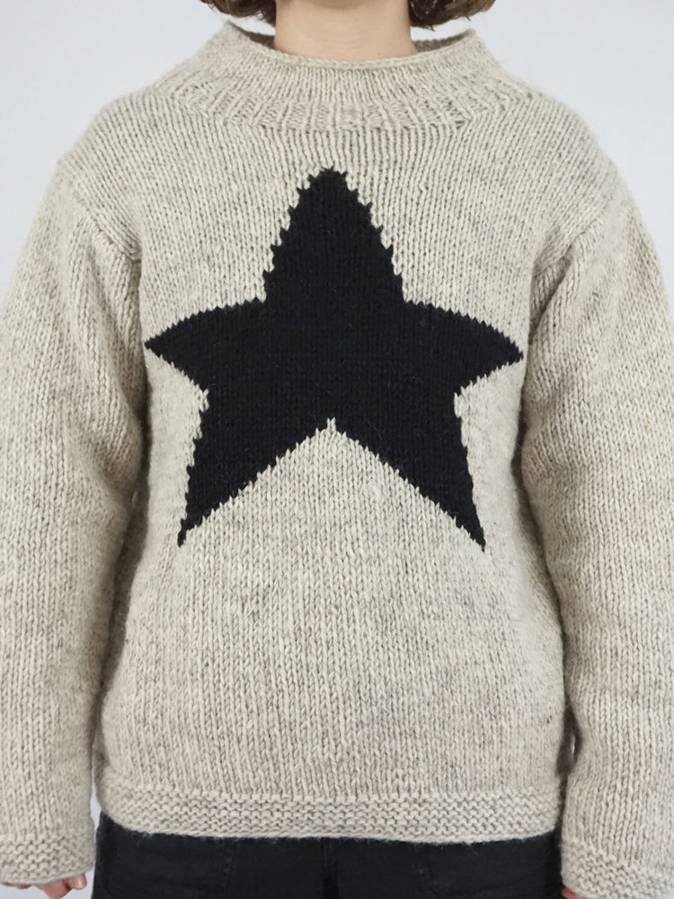 Grey Wool Star Jumper - L