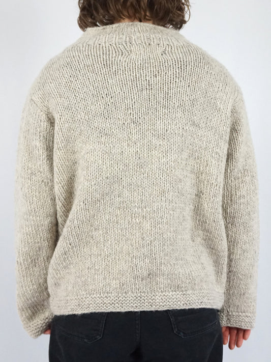 Grey Wool Star Jumper - L