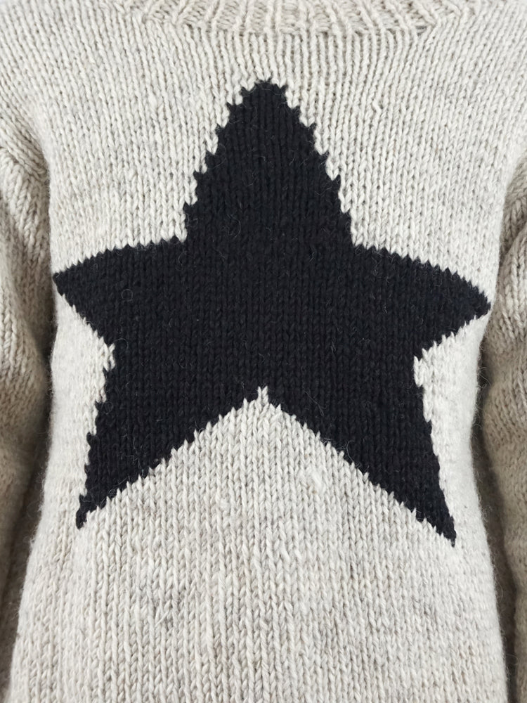 Grey Wool Star Jumper - L