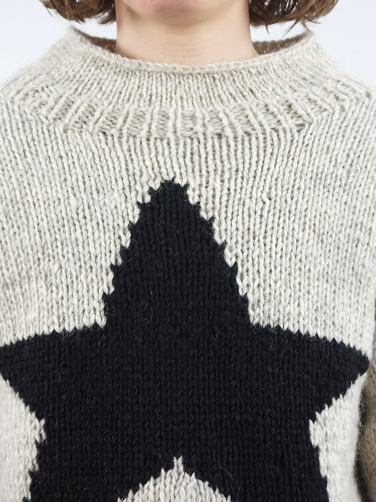 Grey Wool Star Jumper - L