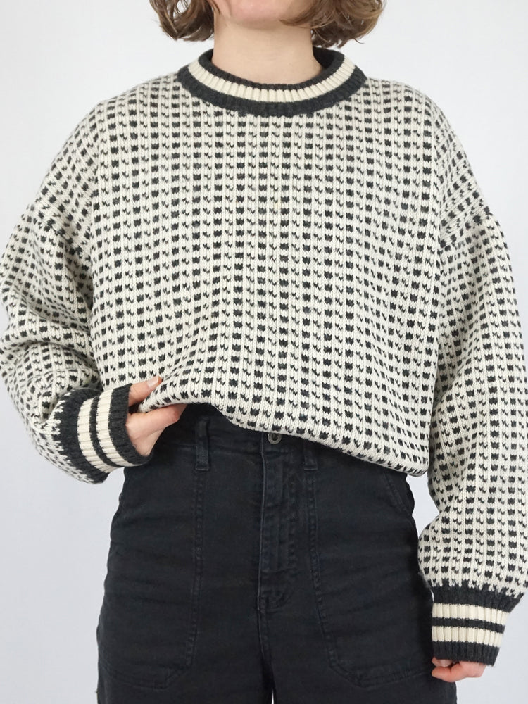 Birdseye Patterned Wool Jumper - L