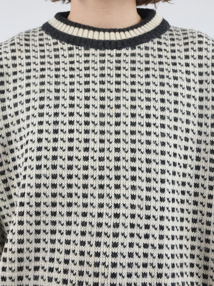 Birdseye Patterned Wool Jumper - L