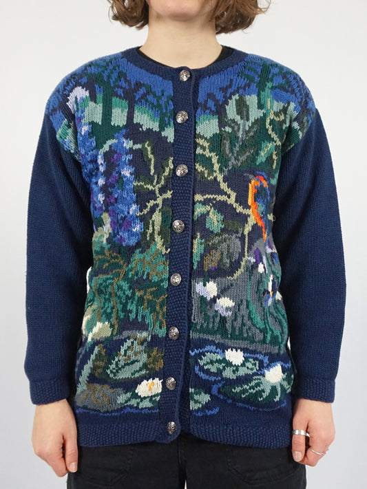 Tulchan Floral Bird Cardigan - M