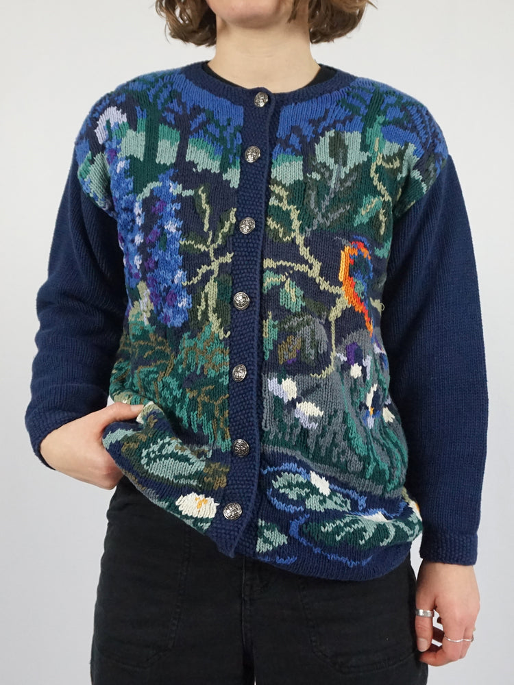 Tulchan Floral Bird Cardigan - M