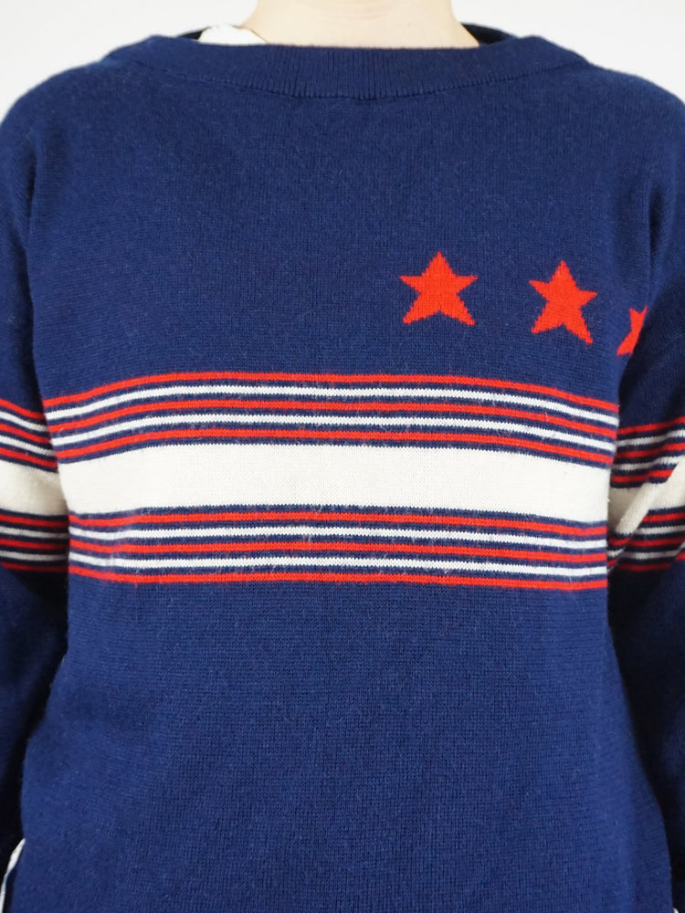 Navy Wool Star Jumper - L