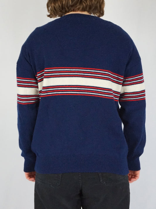 Navy Wool Star Jumper - L