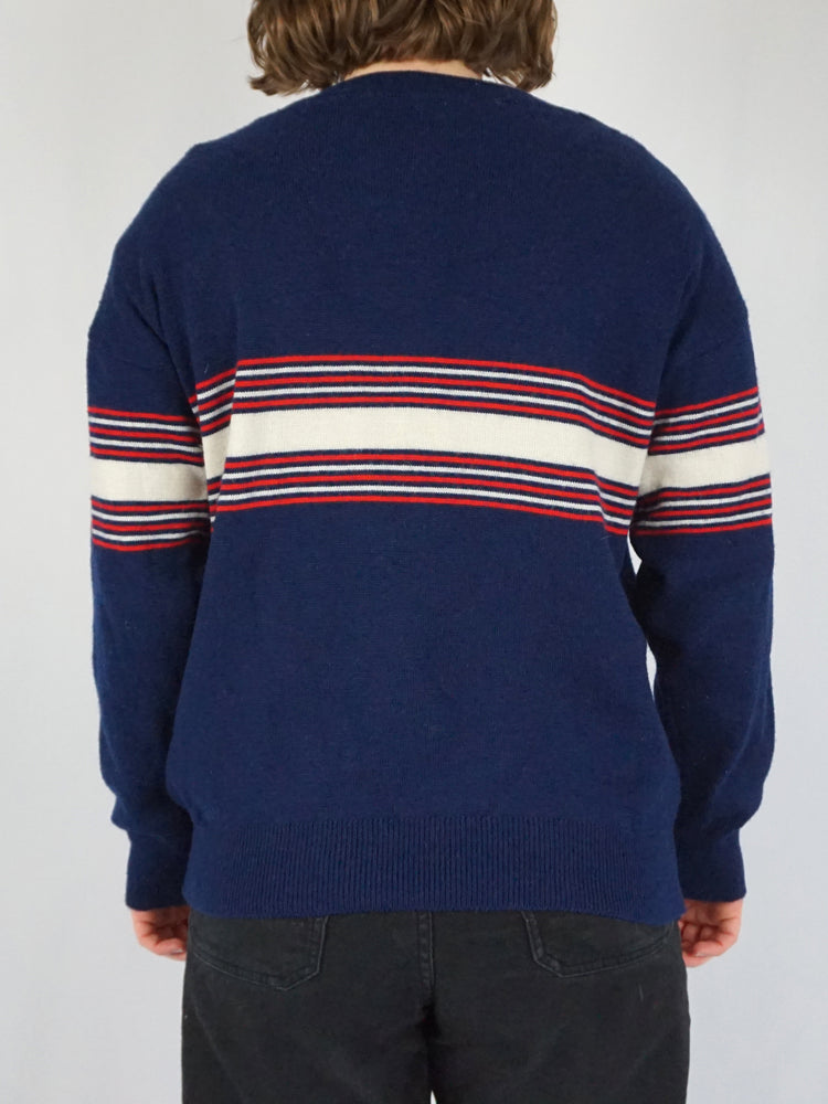 Navy Wool Star Jumper - L