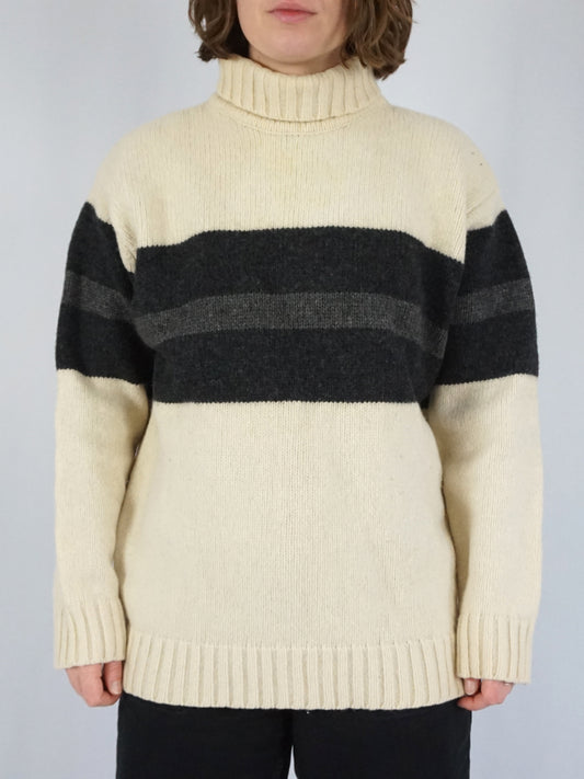 Striped Wool Turtleneck Jumper - XL