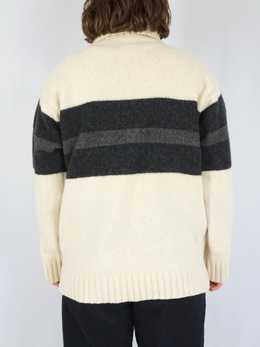 Striped Wool Turtleneck Jumper - XL