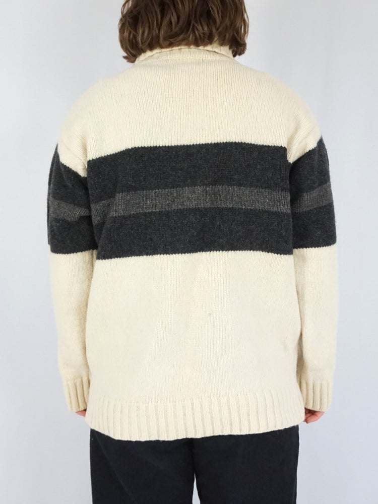 Striped Wool Turtleneck Jumper - XL