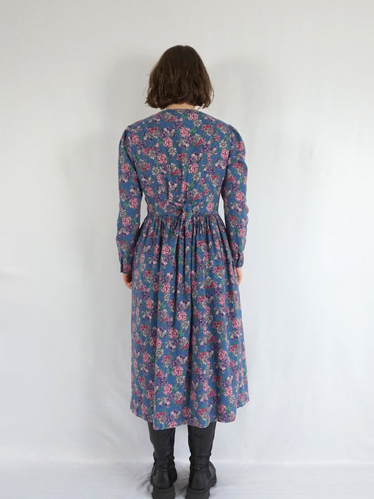 Laura Ashley Blue Floral Dress - M