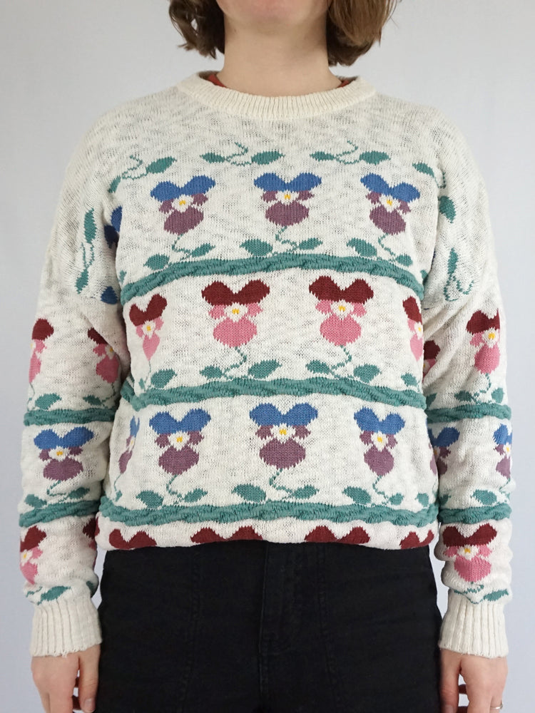 Floral Cotton Jumper - M