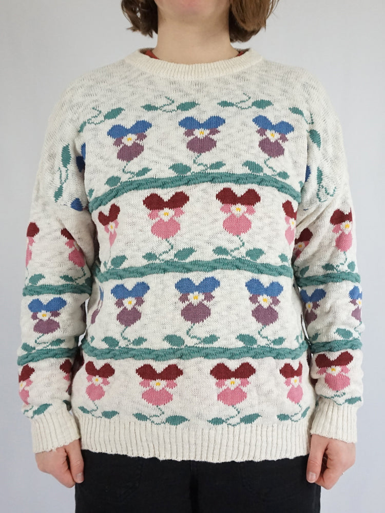 Floral Cotton Jumper - M