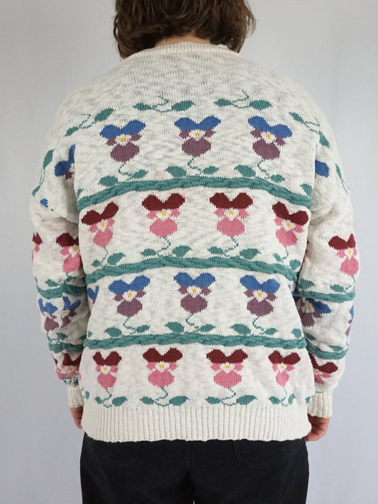 Floral Cotton Jumper - M