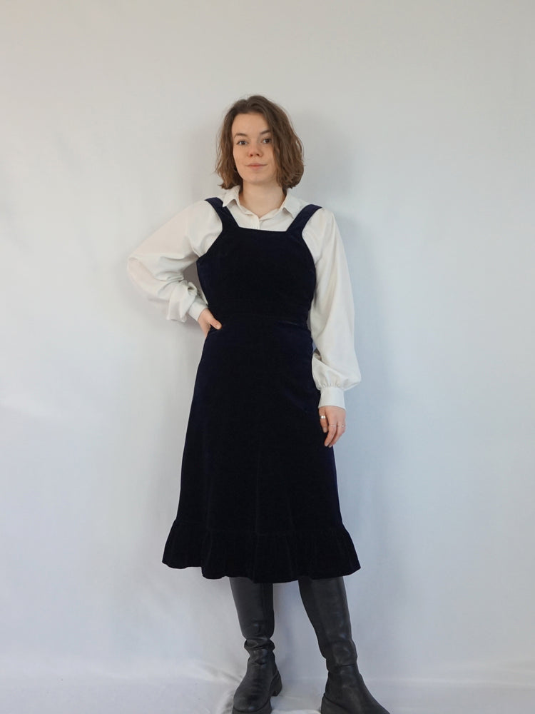 Midnight Blue Velvet Dress - XS