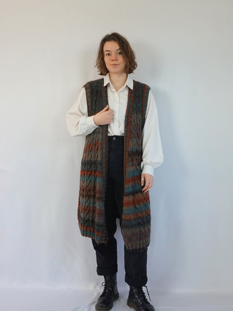 Midi Length Cable Knit Vest - XL