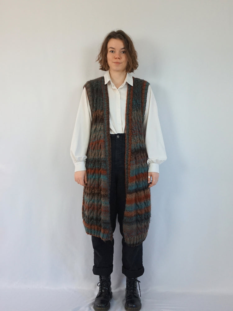 Midi Length Cable Knit Vest - XL