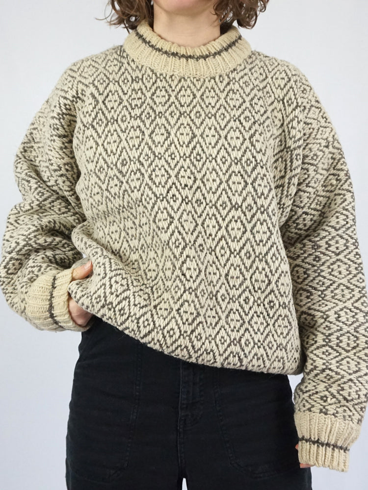 Chunky Wool Patterned Jumper - XL