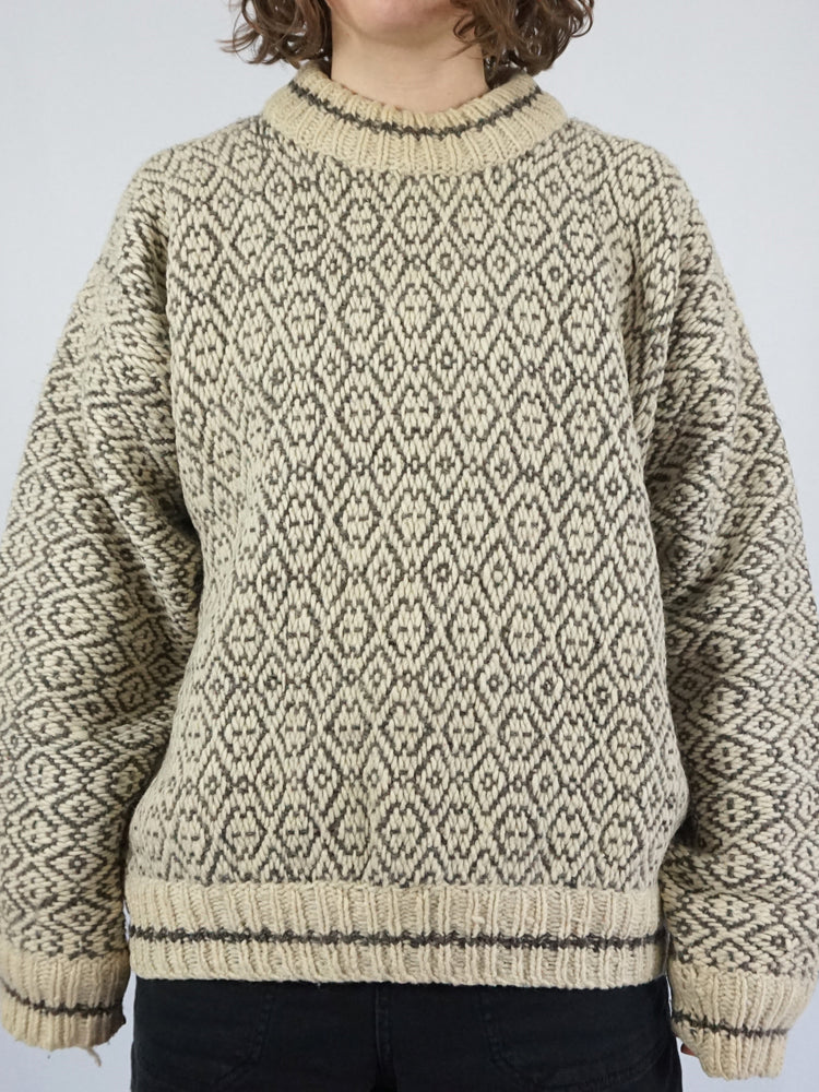 Chunky Wool Patterned Jumper - XL