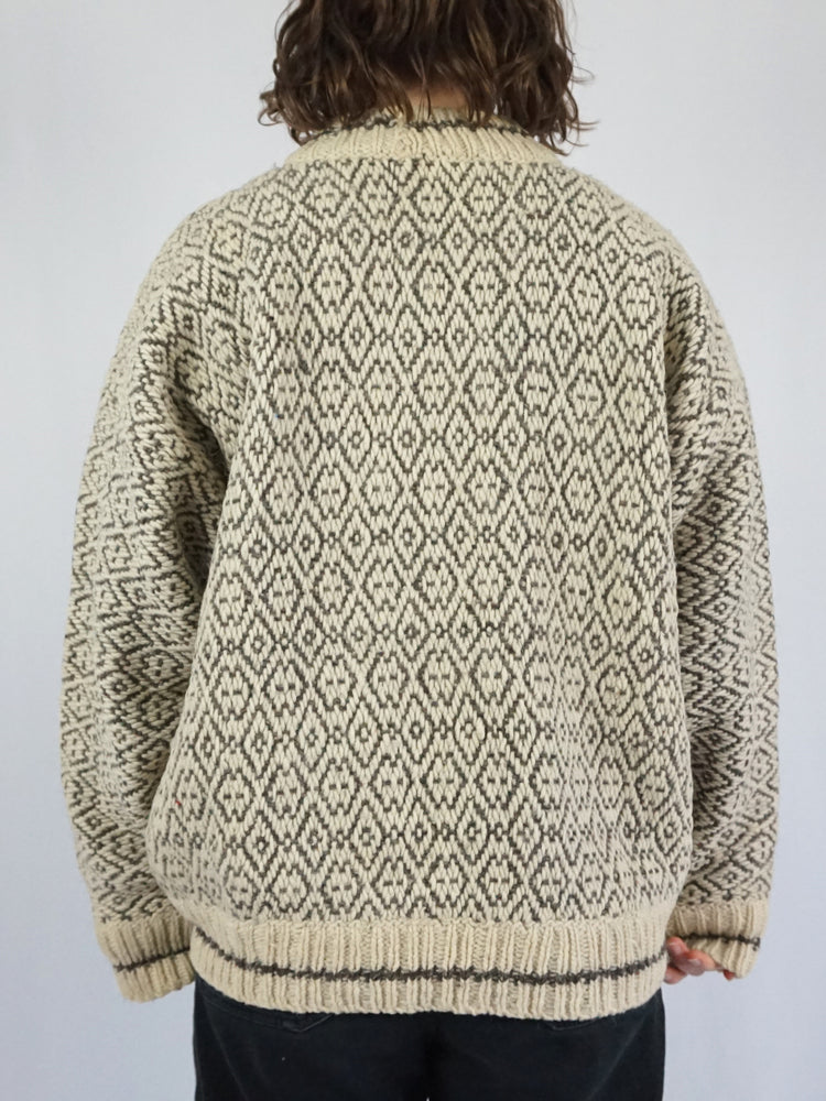 Chunky Wool Patterned Jumper - XL