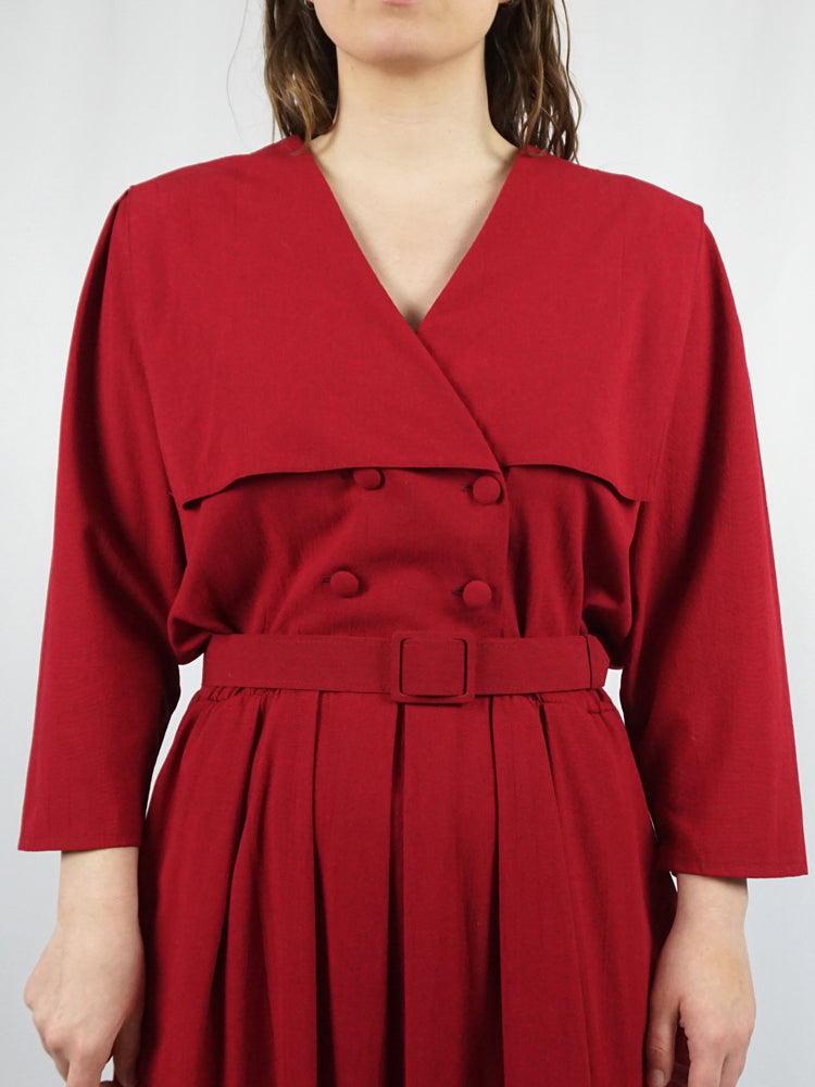 Red Sailor Collar Maxi Dress - L