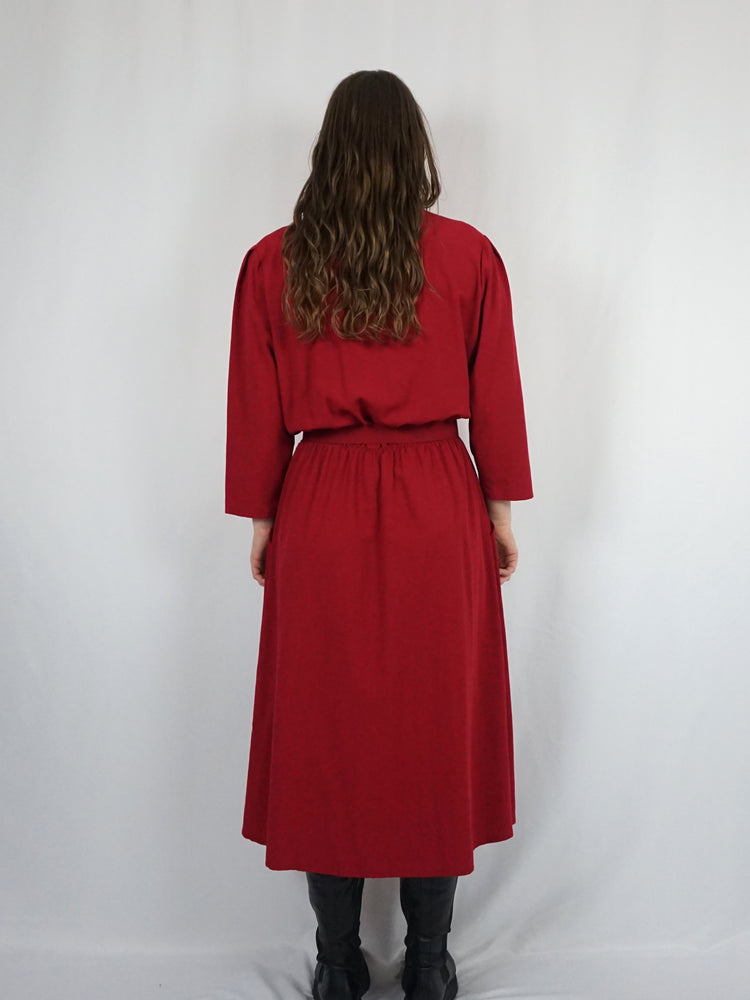 Red Sailor Collar Maxi Dress - L