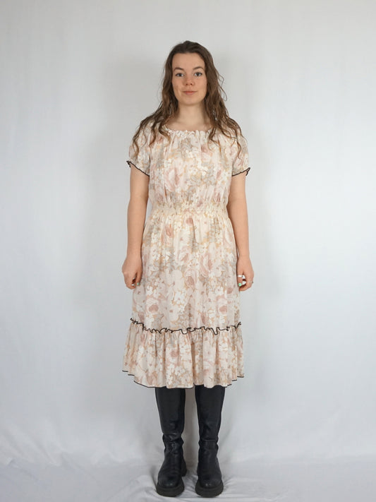 Pastel Floral Midi Dress - M/L