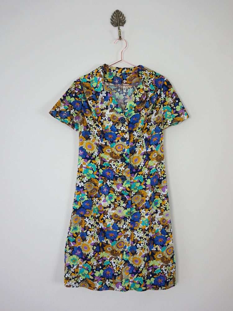 Heavy Cotton Flower Power Mini Dress - S