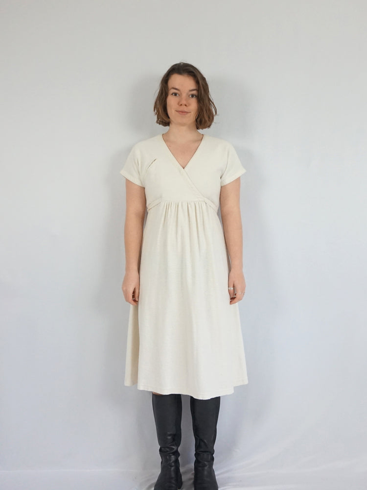 White Woven Midi Dress - S