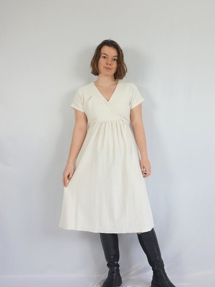 White Woven Midi Dress - S