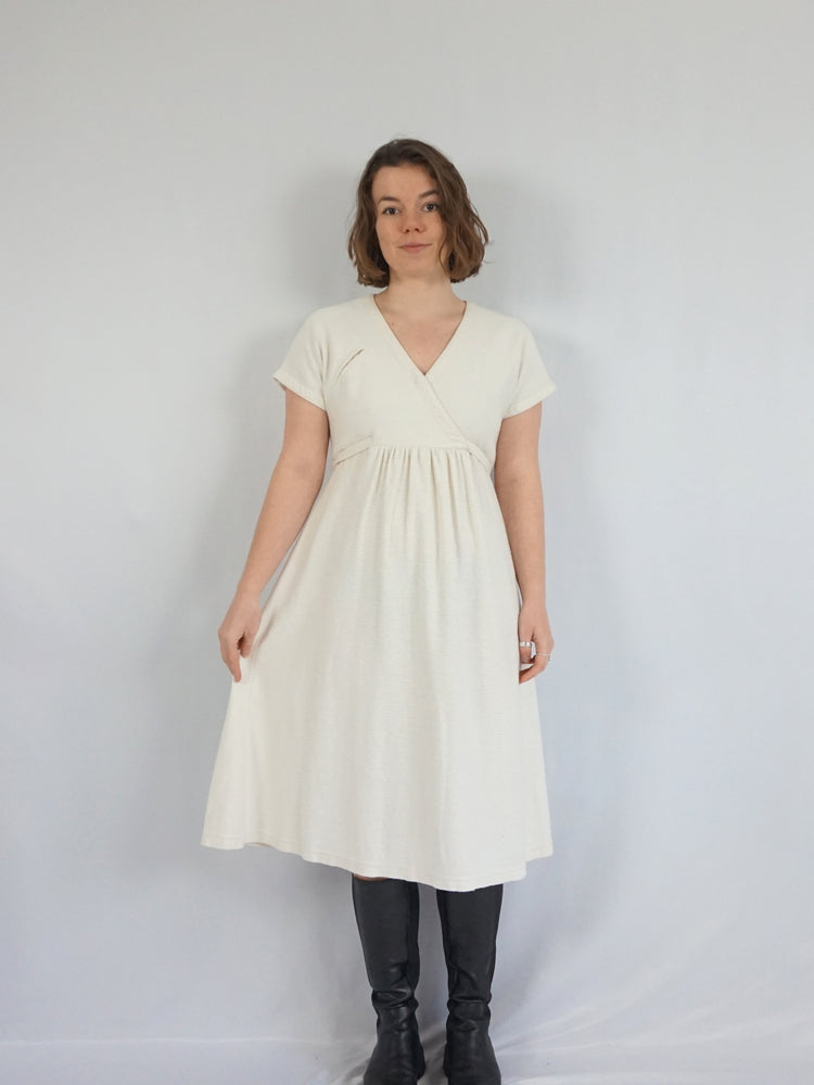 White Woven Midi Dress - S