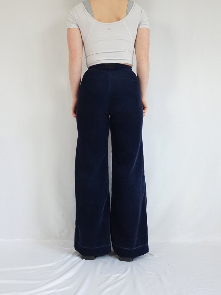 Navy Corduroy 70s Flares - 27/28"