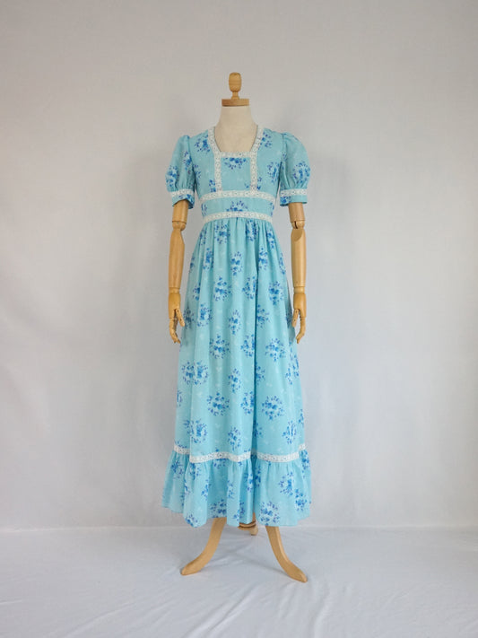 Light Blue Floral Prairie Dress - XS