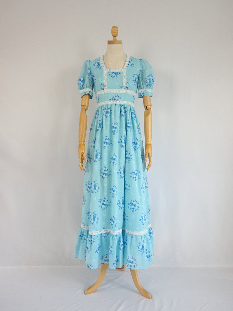 Light Blue Floral Prairie Dress - XS