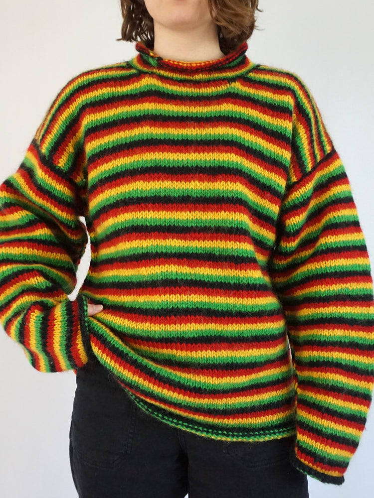 Chunky Wool Striped Jumper - L